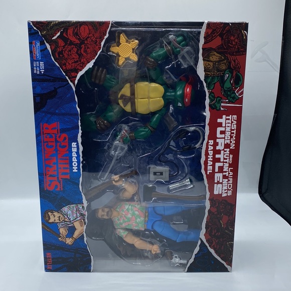 NWT Teenage Mutant Ninja Turtles Stranger Things Raphael & Hopper Action Figures - Picture 8 of 16